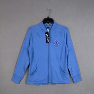 US Coast Guard Sweatshirt Womens Large Blue Full Zip Fleece Patriotic America